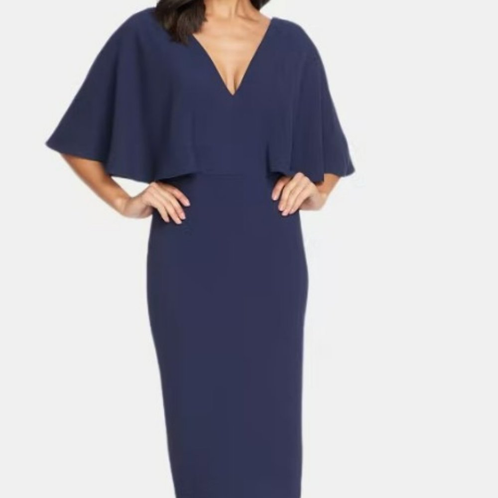 Louisa Pencil Skirt Cocktail Dress- Navy- Dress the Population